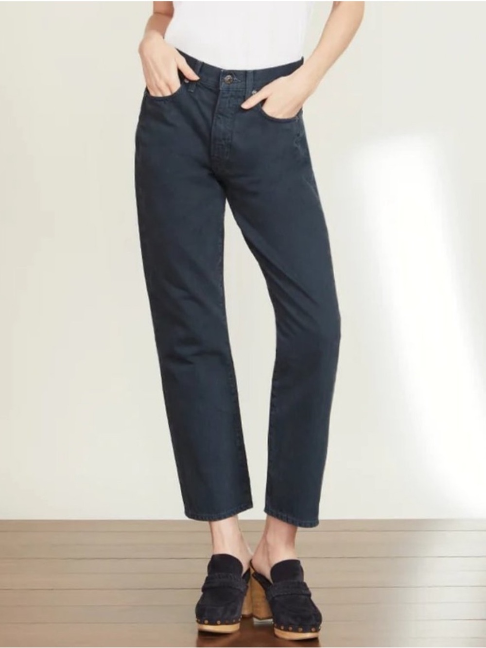 Veronica Beard Ryleigh Slim Straight High Rise Petrol Denim Jeans Size 28